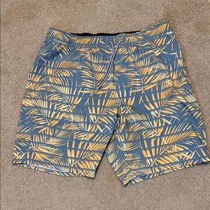 Hang Ten Tropical Blue and Gold Board Shorts